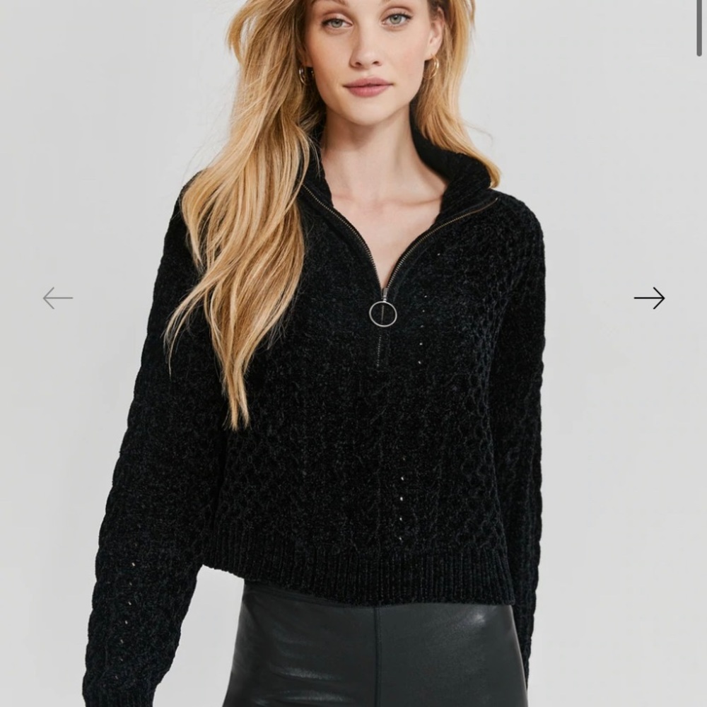 Something Navy Chenille Quarter Zip Sweater NWT